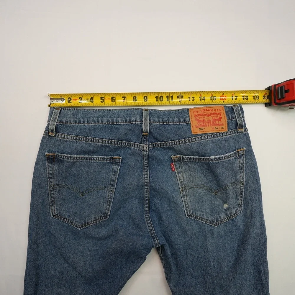 Levis 502 34X30 (35X28) Mens Thigh Distressed Straight Jeans Casual Ripped Pants